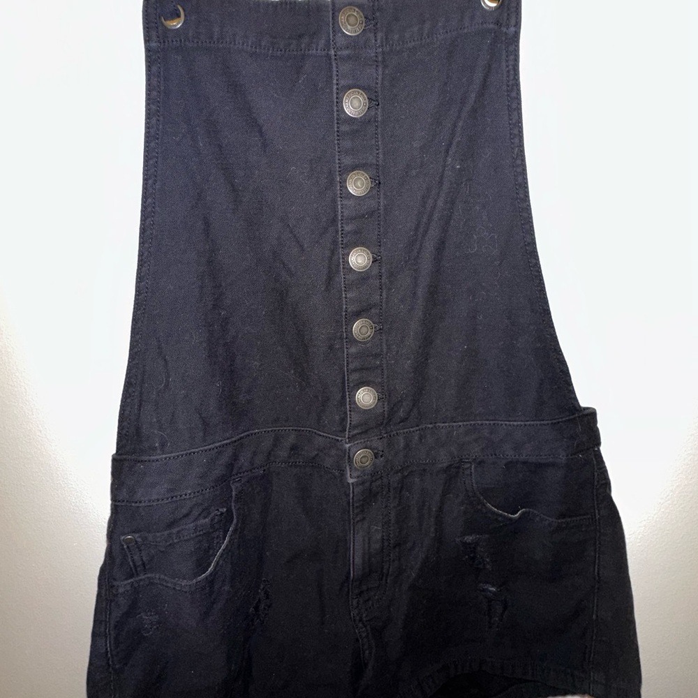 American Eagle Outfitters Black Denim Overalls